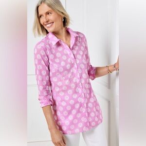 Talbots NWT Pink Cotton button Front Shirt. Medium
